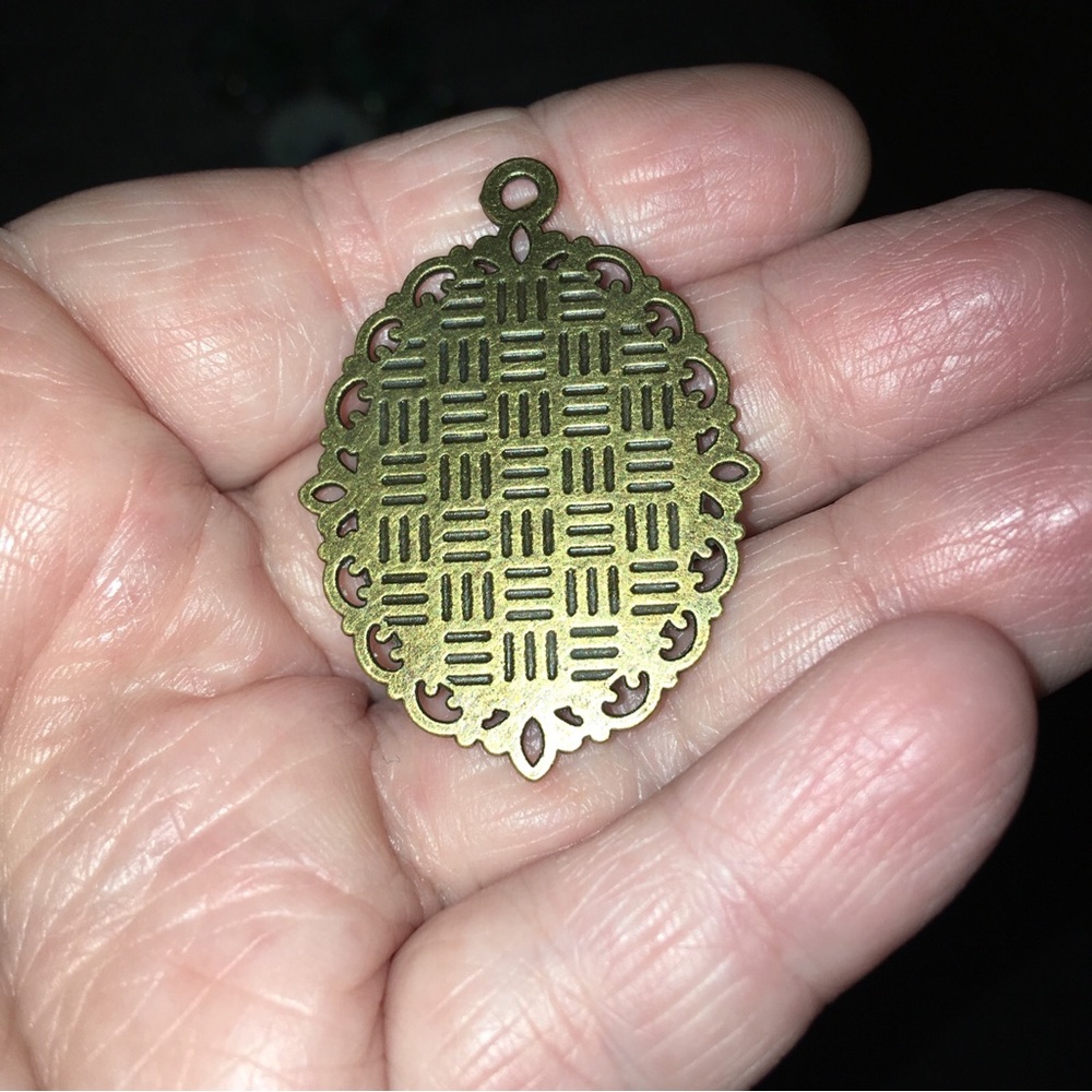 hand painted One Of Kind Gold And Purple Passion Pendant Artisan Oval - Picture 3 of 3